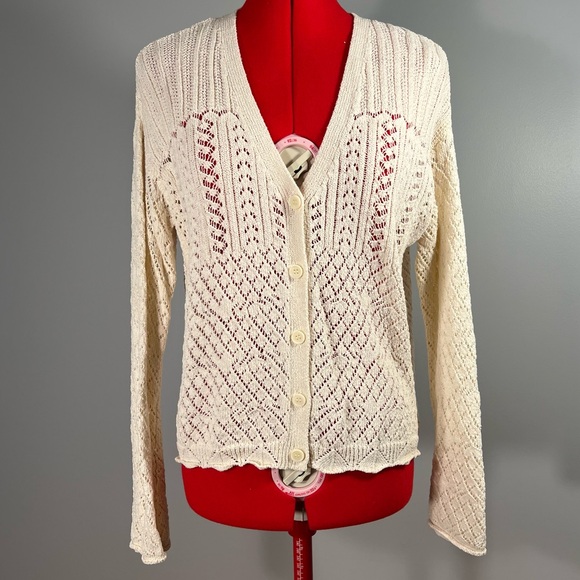 Lace Knit Cream Cardigan - XS - Picture 1 of 9